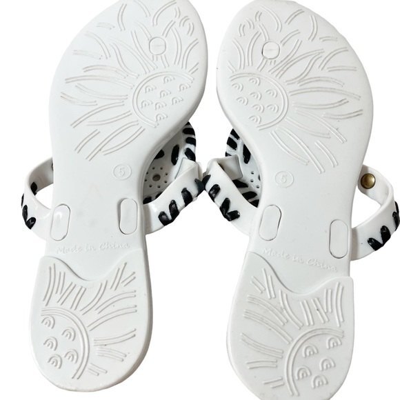 Jack Rogers Georgica Jelly Flip Flop Thong Sandals White & Black Women’s Size 5 - Picture 11 of 14